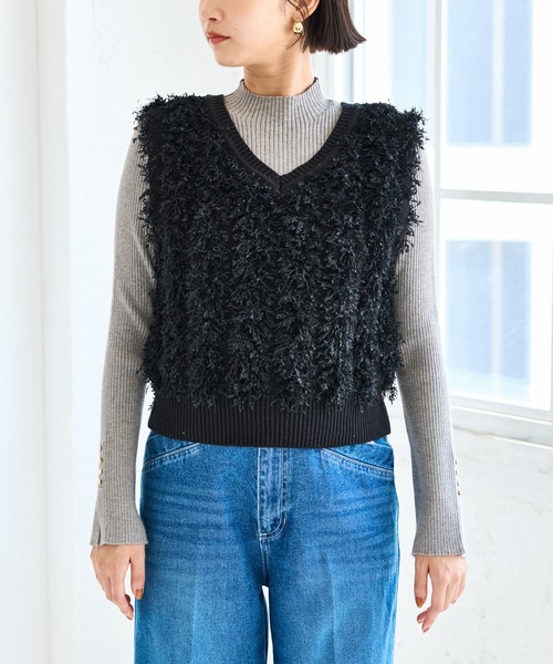 VIS(ビス)の「【2WAY】フリンジニットベスト(ベスト・レディース・ブラック系その他/キナリ・FREE)」の16枚目の写真