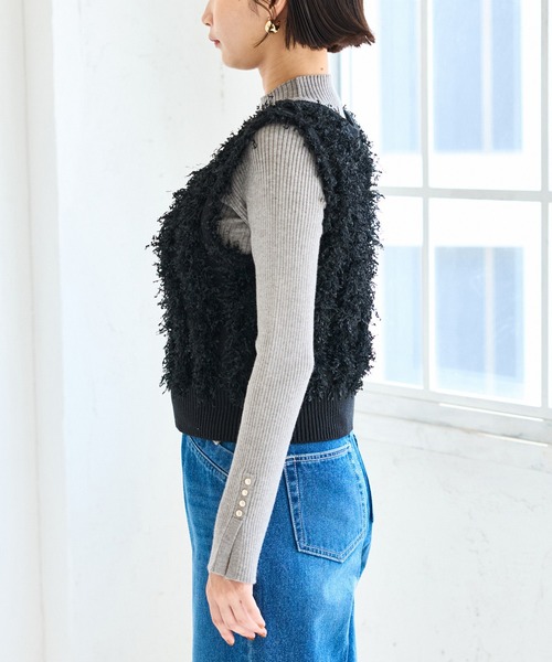 VIS(ビス)の「【2WAY】フリンジニットベスト(ベスト・レディース・ブラック系その他/キナリ・FREE)」の5枚目の写真