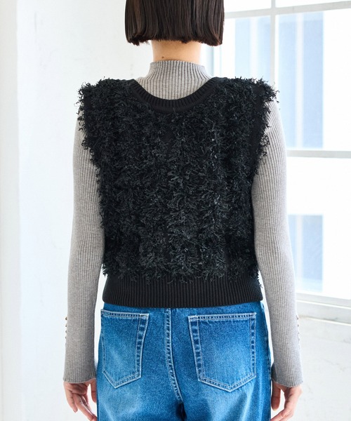 VIS(ビス)の「【2WAY】フリンジニットベスト(ベスト・レディース・ブラック系その他/キナリ・FREE)」の6枚目の写真
