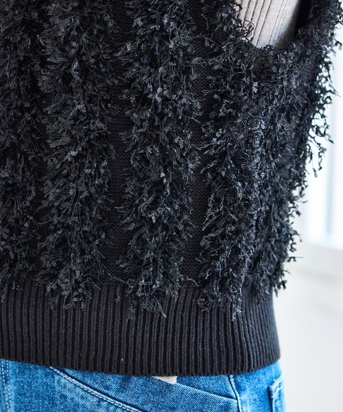 VIS(ビス)の「【2WAY】フリンジニットベスト(ベスト・レディース・ブラック系その他/キナリ・FREE)」の9枚目の写真
