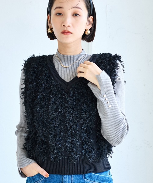 VIS(ビス)の「【2WAY】フリンジニットベスト(ベスト・レディース・ブラック系その他/キナリ・FREE)」の19枚目の写真