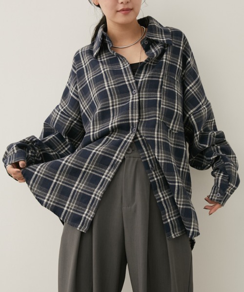 セール】オーバーサイズネルチェックシャツ（シャツ/ブラウス）｜Aunt