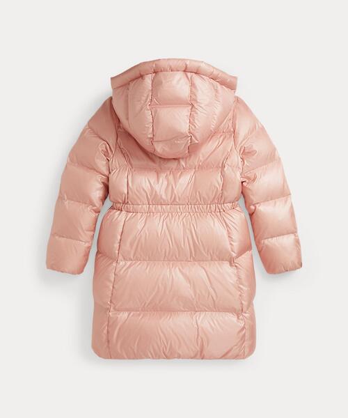 メタリック ダウン フーデッド ロング ジャケット（ダウンジャケット