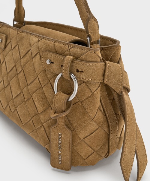 CHARLES & KEITH スエードウーブントップハンドバッグ Ivette イヴェット スエードウーブントップハンドルバッグ
