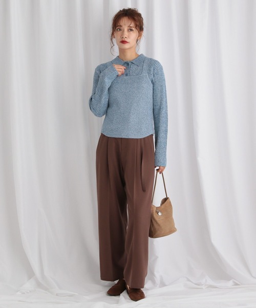 mysty woman（ミスティウーマン）の「ブークレ襟付きカーディガン 581462（カーディガン/ボレロ・レディース・アイボリー/ブルー/ブラウン・FREE）」の6枚目の写真