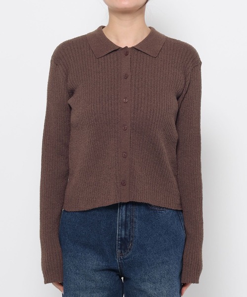 mysty woman（ミスティウーマン）の「ブークレ襟付きカーディガン 581462（カーディガン/ボレロ・レディース・アイボリー/ブルー/ブラウン・FREE）」の7枚目の写真