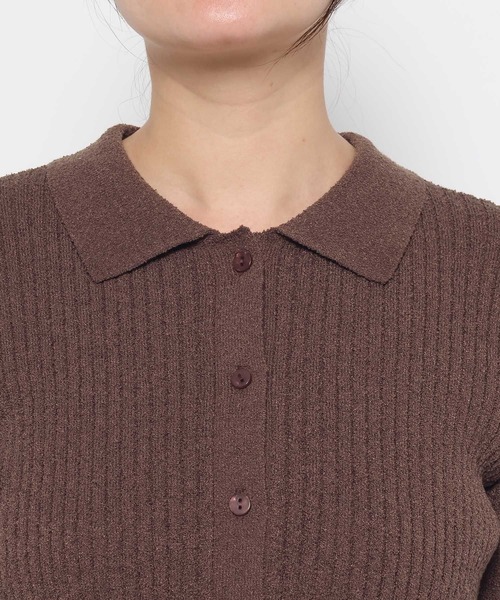 mysty woman（ミスティウーマン）の「ブークレ襟付きカーディガン 581462（カーディガン/ボレロ・レディース・アイボリー/ブルー/ブラウン・FREE）」の10枚目の写真