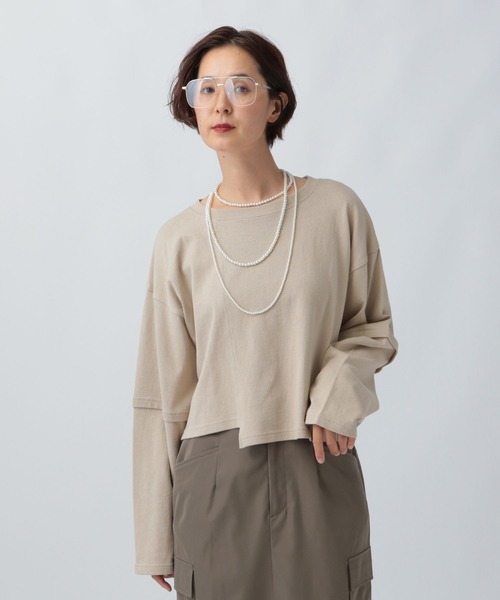 LEPSIM(レプシィム)の「リメイクライクプルオーバー 579852(Tシャツ/カットソー・レディース・チャコールグレー/オフホワイト/ライトベージュ・FREE)」の1枚目の写真