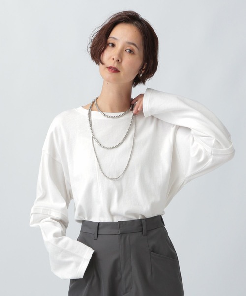 LEPSIM(レプシィム)の「リメイクライクプルオーバー 579852(Tシャツ/カットソー・レディース・チャコールグレー/オフホワイト/ライトベージュ・FREE)」の5枚目の写真