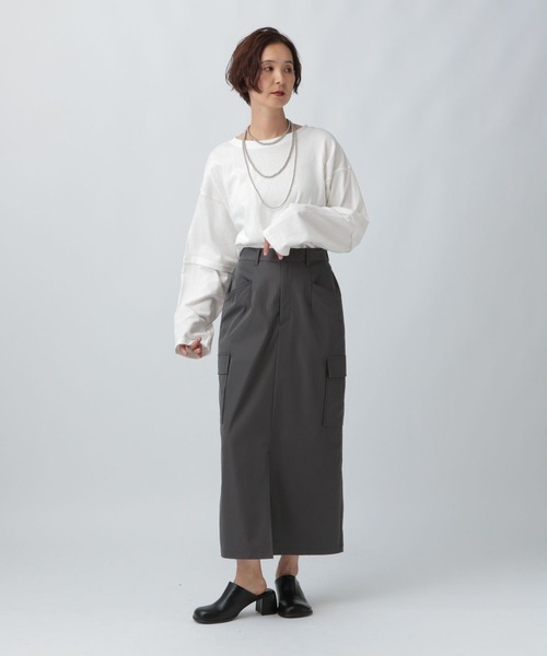 LEPSIM(レプシィム)の「リメイクライクプルオーバー 579852(Tシャツ/カットソー・レディース・チャコールグレー/オフホワイト/ライトベージュ・FREE)」の9枚目の写真