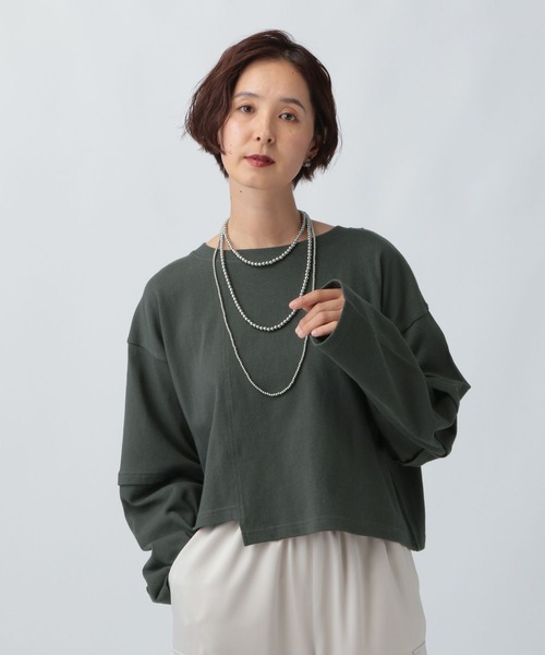 LEPSIM(レプシィム)の「リメイクライクプルオーバー 579852(Tシャツ/カットソー・レディース・チャコールグレー/オフホワイト/ライトベージュ・FREE)」の10枚目の写真