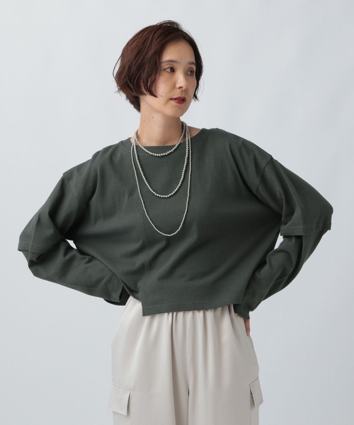 LEPSIM(レプシィム)の「リメイクライクプルオーバー 579852(Tシャツ/カットソー・レディース・チャコールグレー/オフホワイト/ライトベージュ・FREE)」の11枚目の写真