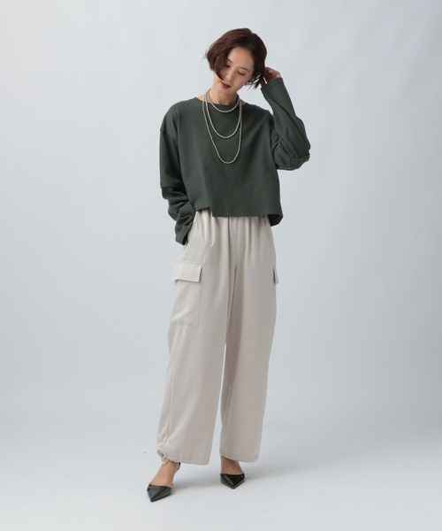 LEPSIM(レプシィム)の「リメイクライクプルオーバー 579852(Tシャツ/カットソー・レディース・チャコールグレー/オフホワイト/ライトベージュ・FREE)」の14枚目の写真