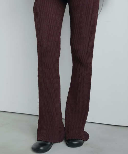 anuke(アンヌーク)の「Knit Flare Leggings(その他パンツ・レディース・ボルドー/チャコールグレー・38inch/36inch)」の1枚目の写真