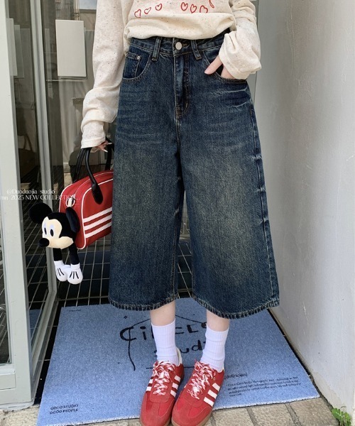 FREE STYLISTS(フリー スタイリスト)の「YUGA_YGMC Denim 3/4-length wide pants(デニムパンツ・レディース・インディゴブルー・XL/L/S/M)」の5枚目の写真