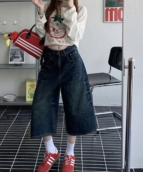 FREE STYLISTS(フリー スタイリスト)の「YUGA_YGMC Denim 3/4-length wide pants(デニムパンツ・レディース・インディゴブルー・XL/L/S/M)」の7枚目の写真