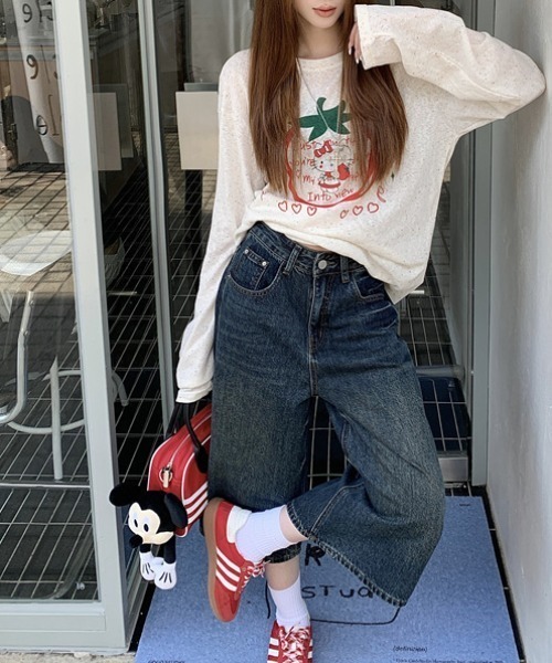 FREE STYLISTS(フリー スタイリスト)の「YUGA_YGMC Denim 3/4-length wide pants(デニムパンツ・レディース・インディゴブルー・XL/L/S/M)」の10枚目の写真