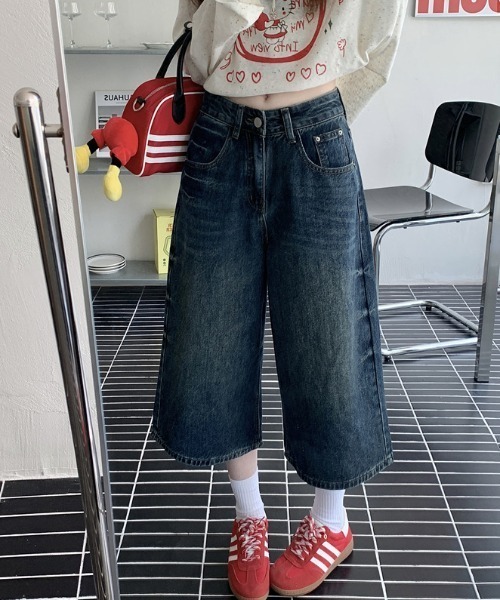 FREE STYLISTS(フリー スタイリスト)の「YUGA_YGMC Denim 3/4-length wide pants(デニムパンツ・レディース・インディゴブルー・XL/L/S/M)」の11枚目の写真