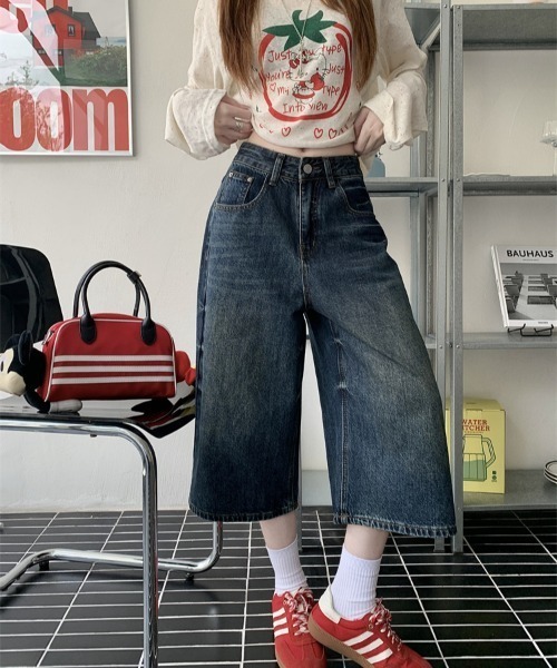 FREE STYLISTS(フリー スタイリスト)の「YUGA_YGMC Denim 3/4-length wide pants(デニムパンツ・レディース・インディゴブルー・XL/L/S/M)」の12枚目の写真