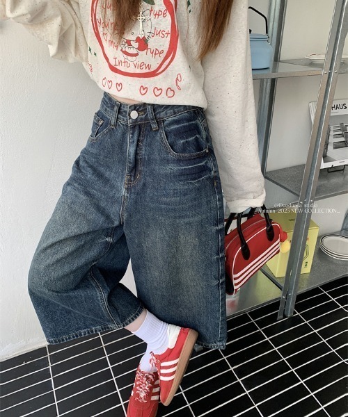FREE STYLISTS(フリー スタイリスト)の「YUGA_YGMC Denim 3/4-length wide pants(デニムパンツ・レディース・インディゴブルー・XL/L/S/M)」の14枚目の写真