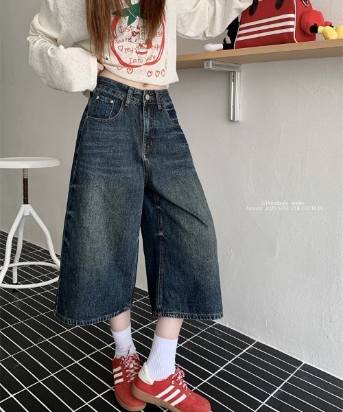 FREE STYLISTS(フリー スタイリスト)の「YUGA_YGMC Denim 3/4-length wide pants(デニムパンツ・レディース・インディゴブルー・XL/L/S/M)」の15枚目の写真