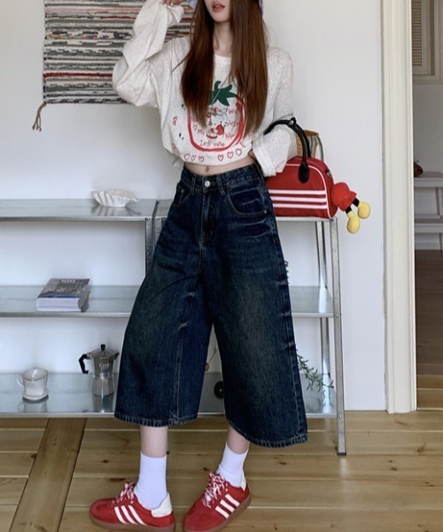 FREE STYLISTS(フリー スタイリスト)の「YUGA_YGMC Denim 3/4-length wide pants(デニムパンツ・レディース・インディゴブルー・XL/L/S/M)」の16枚目の写真