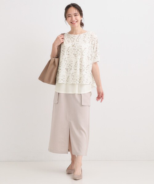 SHOO・LA・RUE(シューラルー)の「【S-LL/体型カバー】インせず着られる レイヤードトップス(Tシャツ/カットソー・レディース・イエロー系その他6/ブラック系4/ネイビー系/ベージュ系その他3・01/03/02/04)」の7枚目の写真