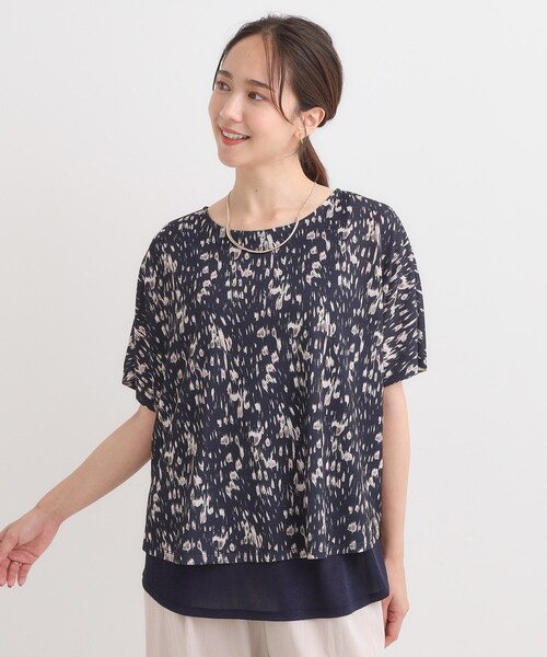 SHOO・LA・RUE(シューラルー)の「【S-LL/体型カバー】インせず着られる レイヤードトップス(Tシャツ/カットソー・レディース・イエロー系その他6/ブラック系4/ネイビー系/ベージュ系その他3・01/03/02/04)」の9枚目の写真