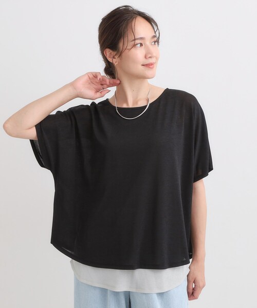 SHOO・LA・RUE(シューラルー)の「【S-LL/体型カバー】インせず着られる レイヤードトップス(Tシャツ/カットソー・レディース・イエロー系その他6/ブラック系4/ネイビー系/ベージュ系その他3・01/03/02/04)」の13枚目の写真
