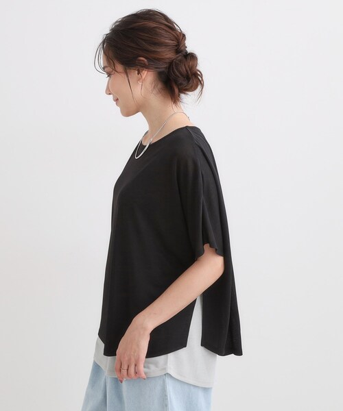 SHOO・LA・RUE(シューラルー)の「【S-LL/体型カバー】インせず着られる レイヤードトップス(Tシャツ/カットソー・レディース・イエロー系その他6/ブラック系4/ネイビー系/ベージュ系その他3・01/03/02/04)」の14枚目の写真