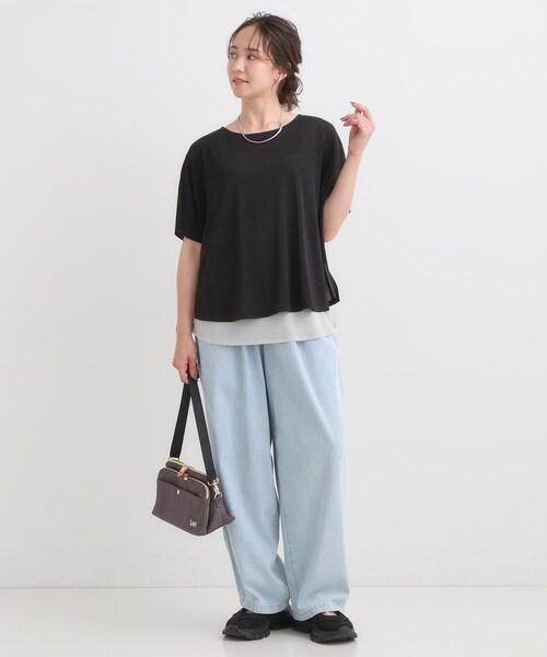 SHOO・LA・RUE(シューラルー)の「【S-LL/体型カバー】インせず着られる レイヤードトップス(Tシャツ/カットソー・レディース・イエロー系その他6/ブラック系4/ネイビー系/ベージュ系その他3・01/03/02/04)」の15枚目の写真
