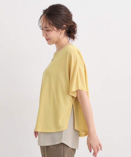 SHOO・LA・RUE(シューラルー)の「【S-LL/体型カバー】インせず着られる レイヤードトップス(Tシャツ/カットソー・レディース・イエロー系その他6/ブラック系4/ネイビー系/ベージュ系その他3・01/03/02/04)」の18枚目の写真