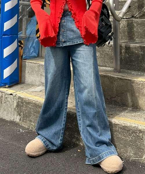 Alley Tokyo（アリートーキョー）の「ラップスカート巻きデニム（デニムパンツ・レディース・ブルー・FREE）」の3枚目の写真