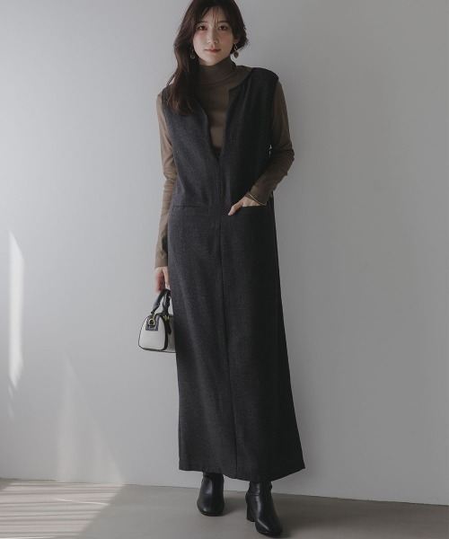 高身長　ツイードＩラインジャンパースカート（トールサイズ）Essenave