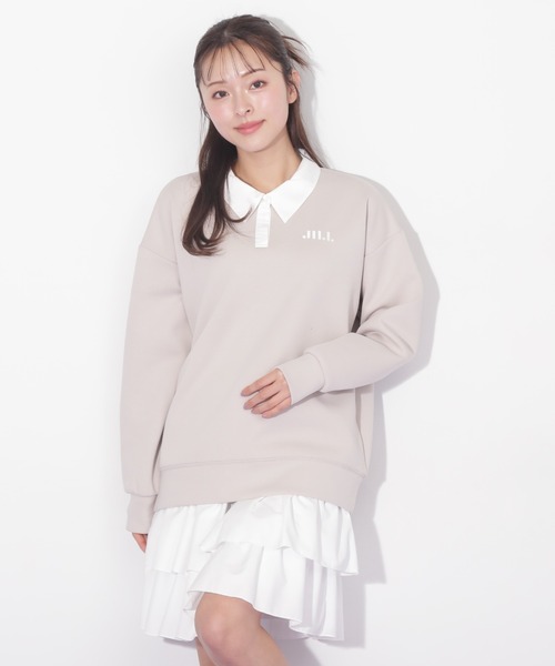 ポロ衿スウェットフリルミニセットアップ（ワンピース）｜JILL