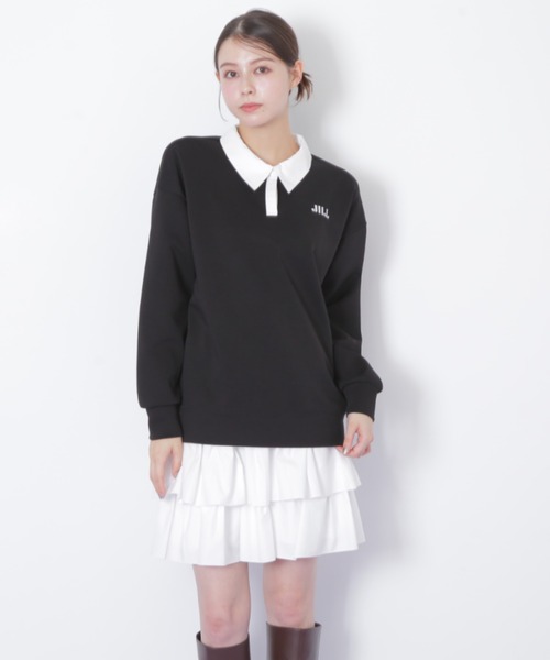 ポロ衿スウェットフリルミニセットアップ（ワンピース）｜JILL by JILL