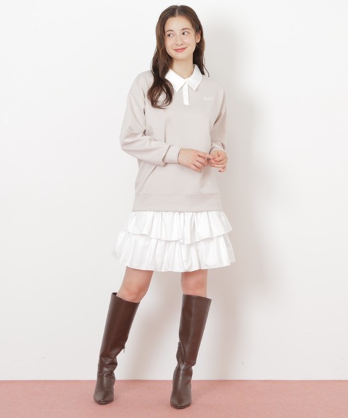 JILL by JILL STUART（ジルバイジルスチュアート）の「ポロ衿スウェットフリルミニセットアップ（ワンピース・レディース・ベージュ/グレー/ブラック・FREE）」の19枚目の写真