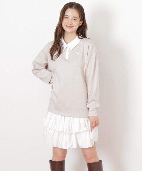 JILL by JILL STUART（ジルバイジルスチュアート）の「ポロ衿スウェットフリルミニセットアップ（ワンピース・レディース・ベージュ/グレー/ブラック・FREE）」の16枚目の写真