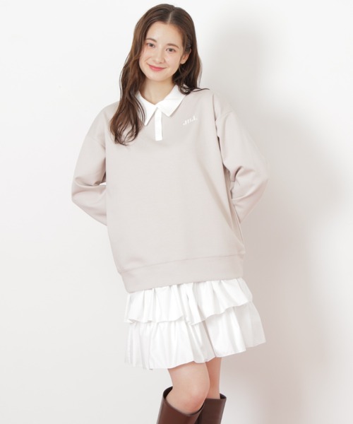 JILL by JILL STUART（ジルバイジルスチュアート）の「ポロ衿スウェットフリルミニセットアップ（ワンピース・レディース・ベージュ/グレー/ブラック・FREE）」の13枚目の写真