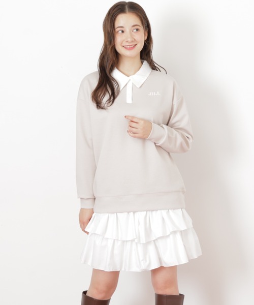 JILL by JILL STUART（ジルバイジルスチュアート）の「ポロ衿スウェットフリルミニセットアップ（ワンピース・レディース・ベージュ/グレー/ブラック・FREE）」の15枚目の写真