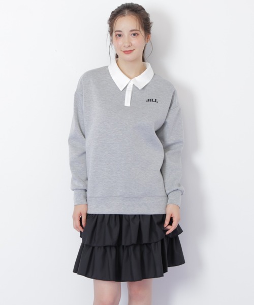 JILL by JILL STUART（ジルバイジルスチュアート）の「ポロ衿スウェットフリルミニセットアップ（ワンピース・レディース・ベージュ/グレー/ブラック・FREE）」の7枚目の写真