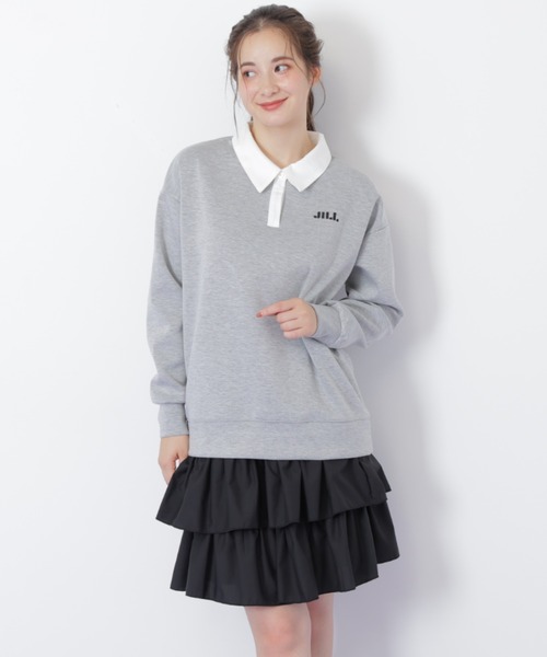 JILL by JILL STUART（ジルバイジルスチュアート）の「ポロ衿スウェットフリルミニセットアップ（ワンピース・レディース・ベージュ/グレー/ブラック・FREE）」の6枚目の写真