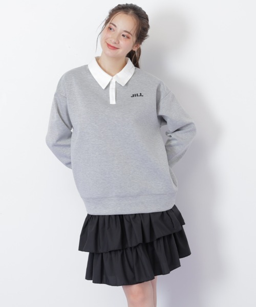 JILL by JILL STUART（ジルバイジルスチュアート）の「ポロ衿スウェットフリルミニセットアップ（ワンピース・レディース・ベージュ/グレー/ブラック・FREE）」の4枚目の写真