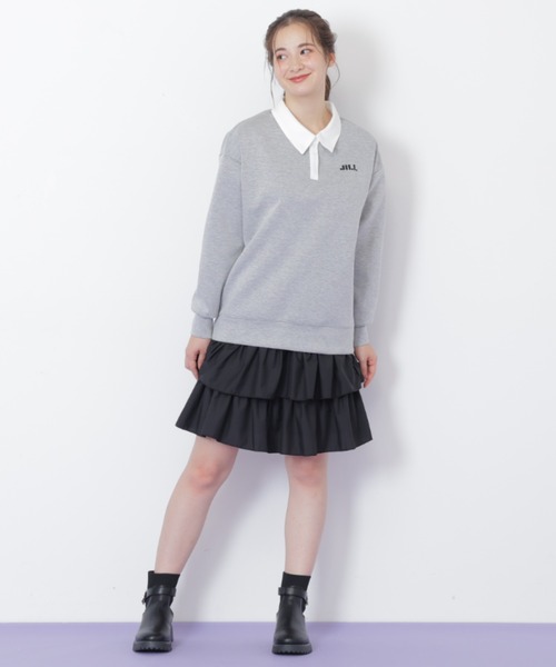 JILL by JILL STUART（ジルバイジルスチュアート）の「ポロ衿スウェットフリルミニセットアップ（ワンピース・レディース・ベージュ/グレー/ブラック・FREE）」の11枚目の写真