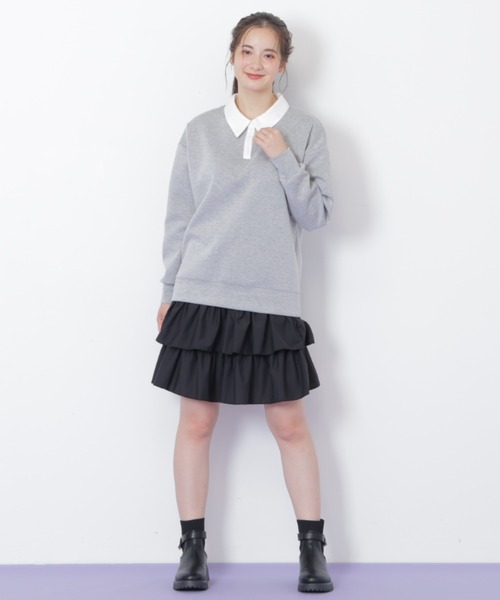 ポロ衿スウェットフリルミニセットアップ（ワンピース）｜JILL by JILL