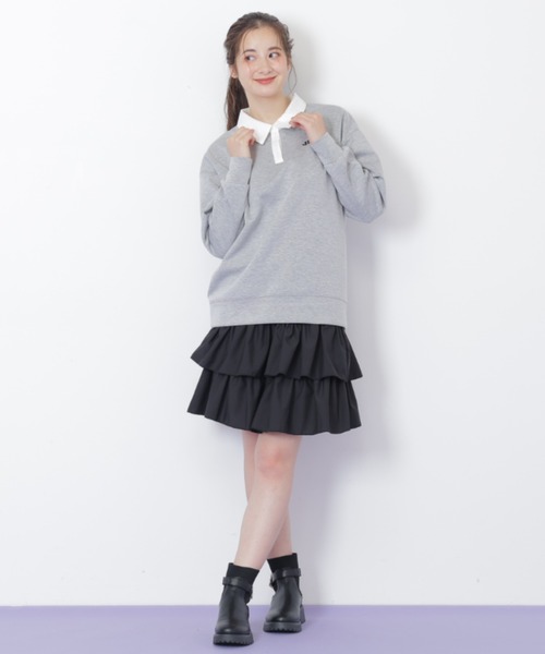 JILL by JILL STUART（ジルバイジルスチュアート）の「ポロ衿スウェットフリルミニセットアップ（ワンピース・レディース・ベージュ/グレー/ブラック・FREE）」の10枚目の写真