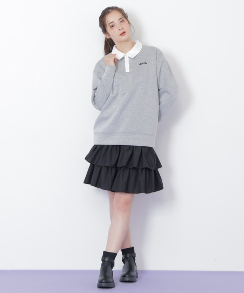 ポロ衿スウェットフリルミニセットアップ（ワンピース）｜JILL by JILL