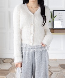 clear | ビジューボタンフェザーショートカーディガン[オフィスカジュアル 着回し抜群 大人]≪AW新作≫(カーディガン/ボレロ)