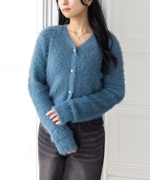 clear | ビジューボタンフェザーショートカーディガン[オフィスカジュアル 着回し抜群 大人]≪AW新作≫(カーディガン/ボレロ)