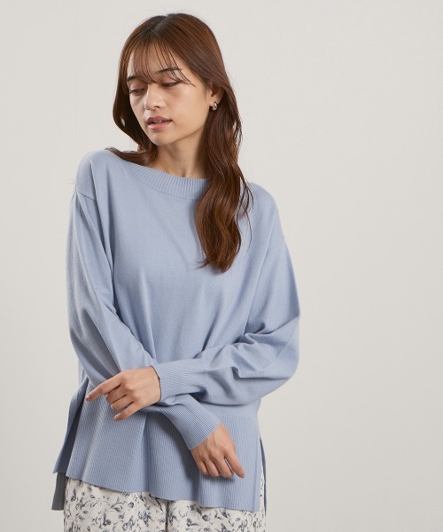 QUEENS COURT（クイーンズコート）の「シアバターボートネックニット≪手洗い可能≫（ニット/セーター・レディース・ブラック/オフホワイト/レッド/ライトグレー/サックスブルー・M）」の5枚目の写真